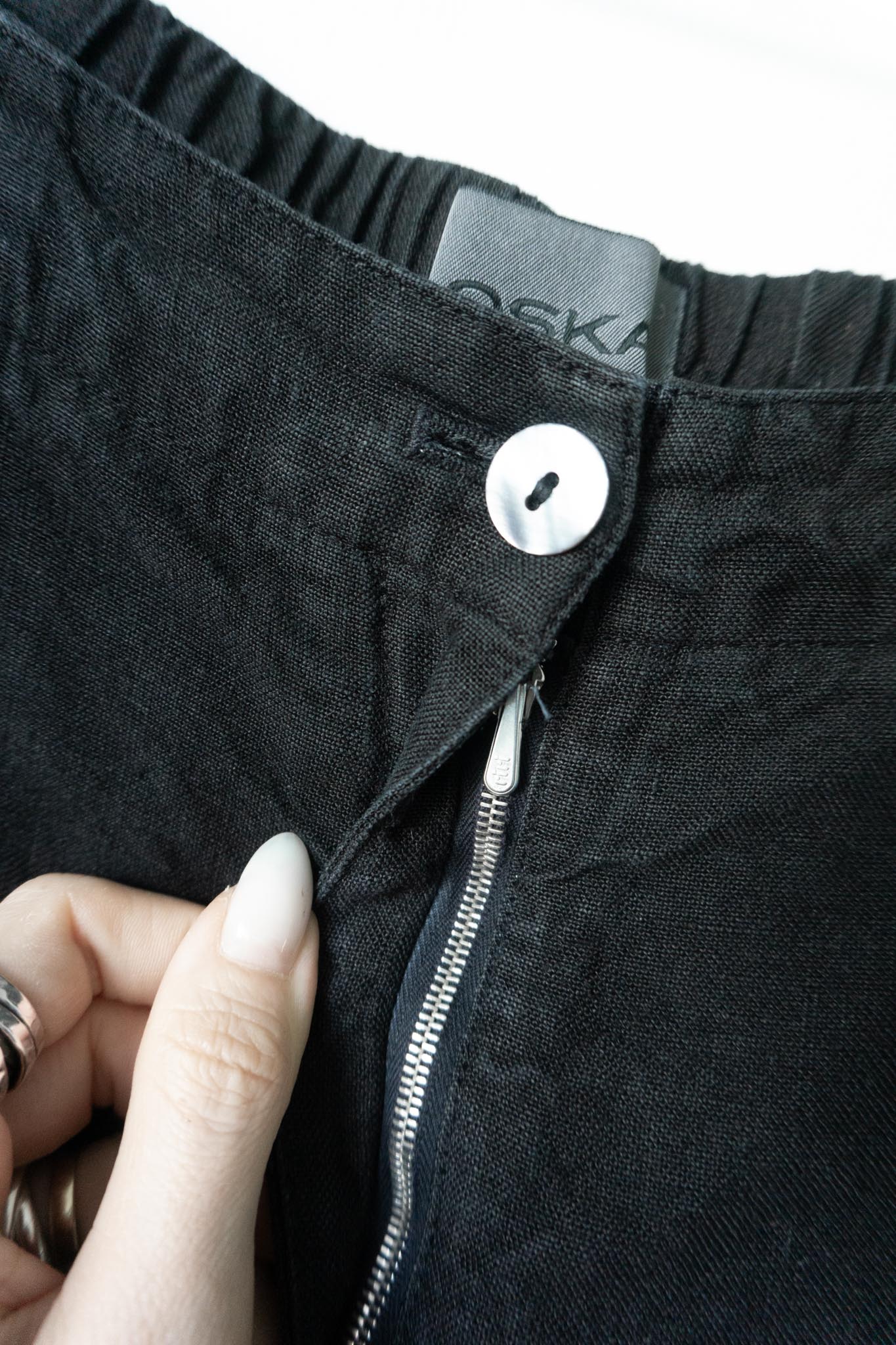 Vintage Leinenhose OSKA, Schwarz, M–L