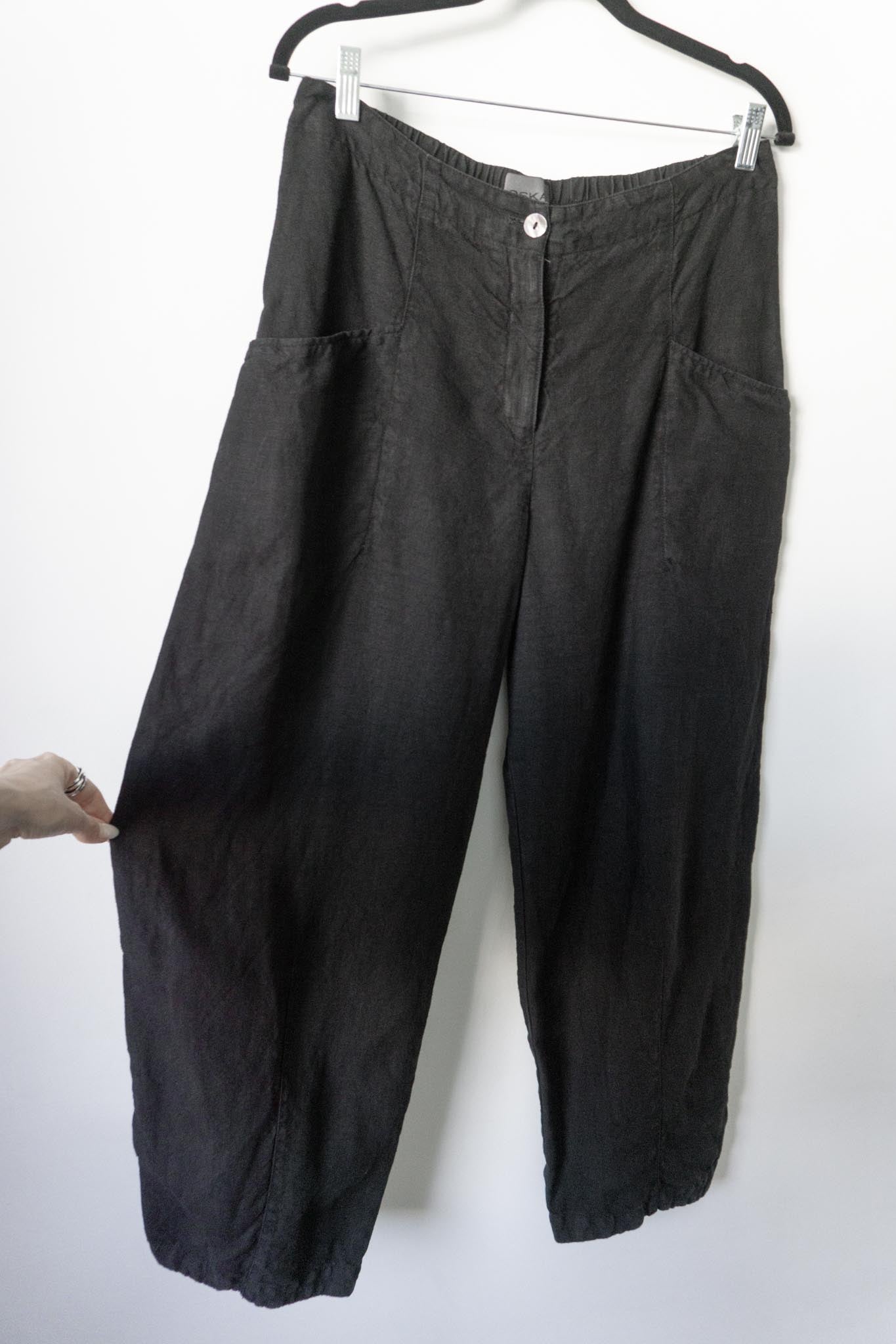 Vintage Leinenhose OSKA, Schwarz, M–L