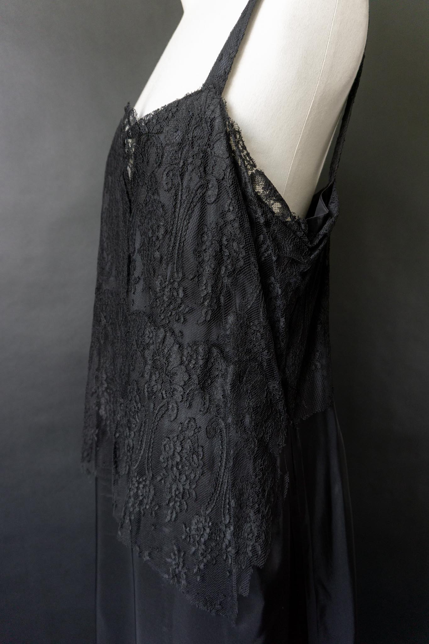 Vintage Slipdress mit Spitze, 70s Negligé, M–L