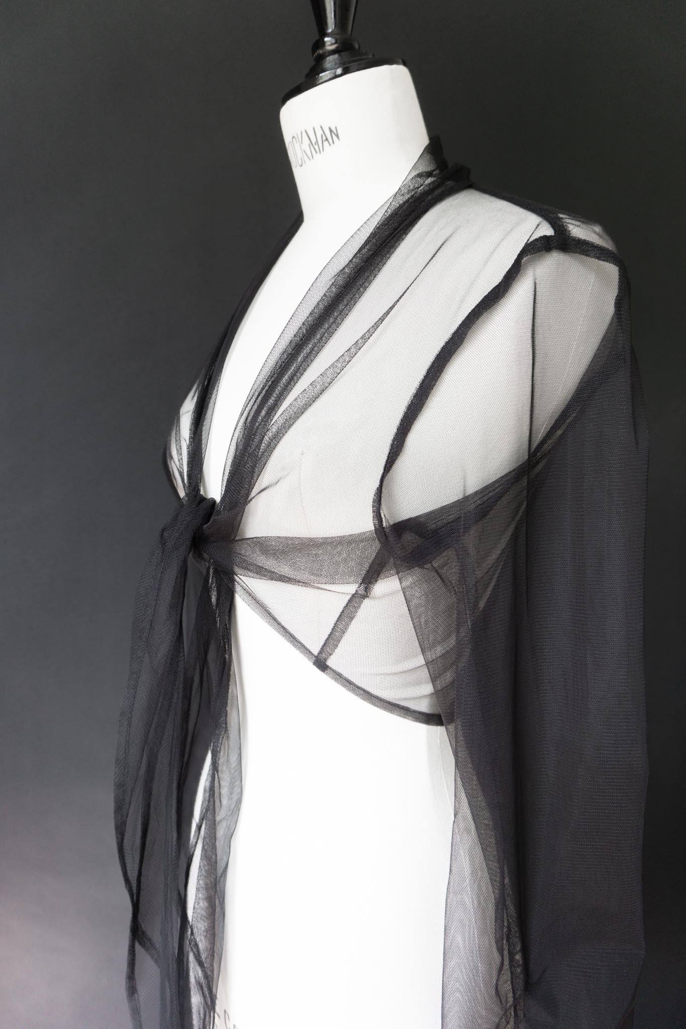 Mesh-Jäckchen mit Bindedetail, Layering Piece, S–M
