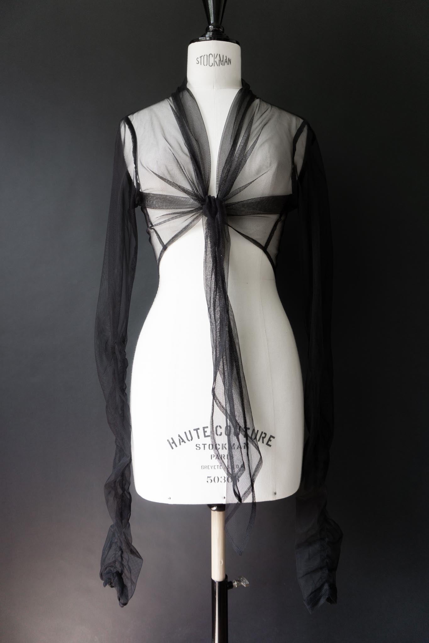 Mesh-Jäckchen mit Bindedetail, Layering Piece, S–M