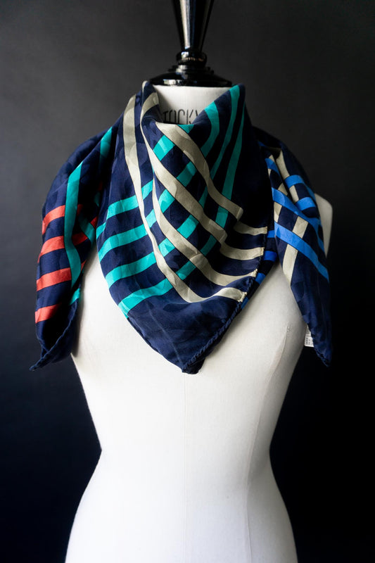 Vintage Seidentuch in Navy mit grafischem Muster