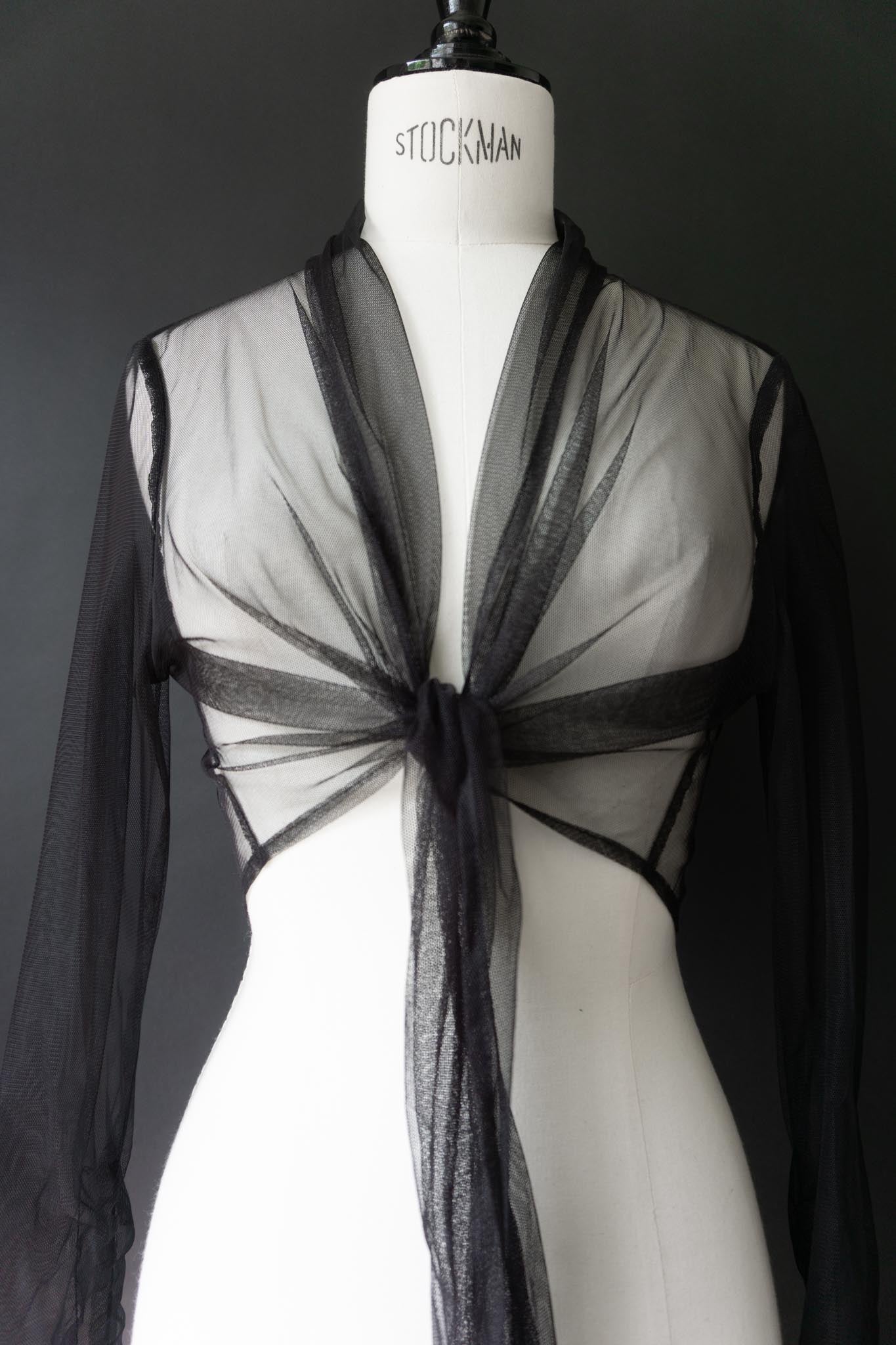 Mesh-Jäckchen mit Bindedetail, Layering Piece, S–M