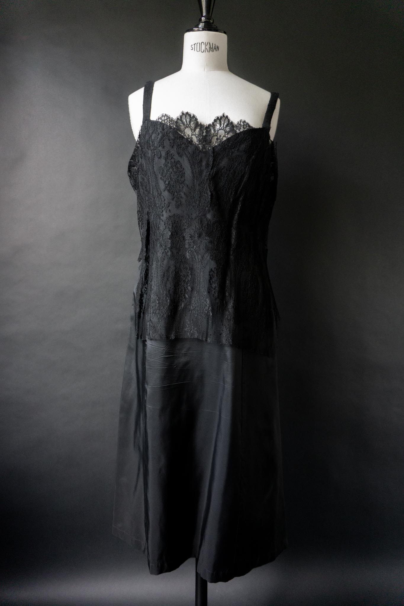 Vintage Slipdress mit Spitze, 70s Negligé, M–L