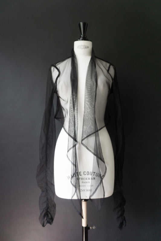Mesh-Jäckchen mit Bindedetail, Layering Piece, S–M