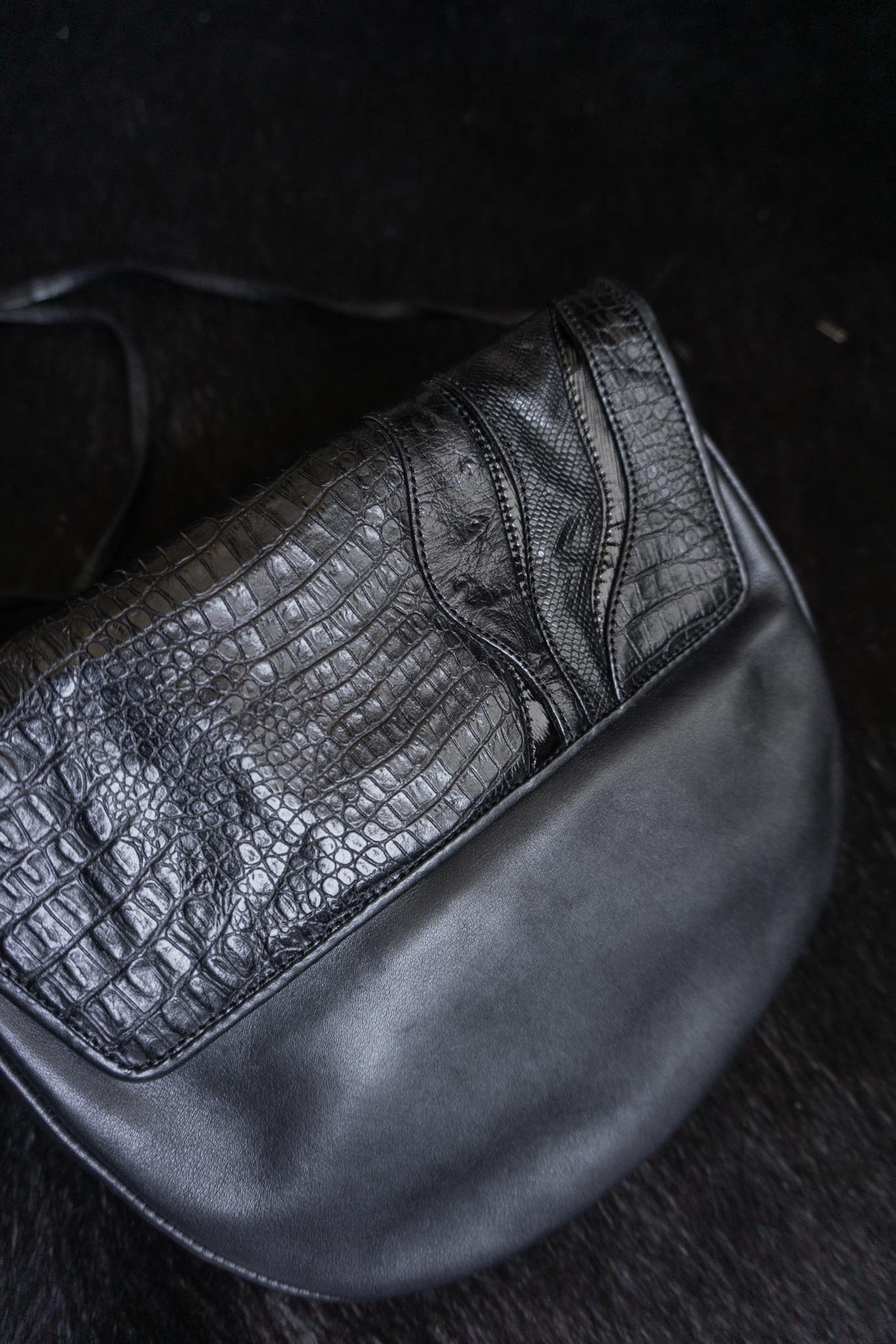 Vintage Ledertasche aus den 80ern mit Kroko-Prägung