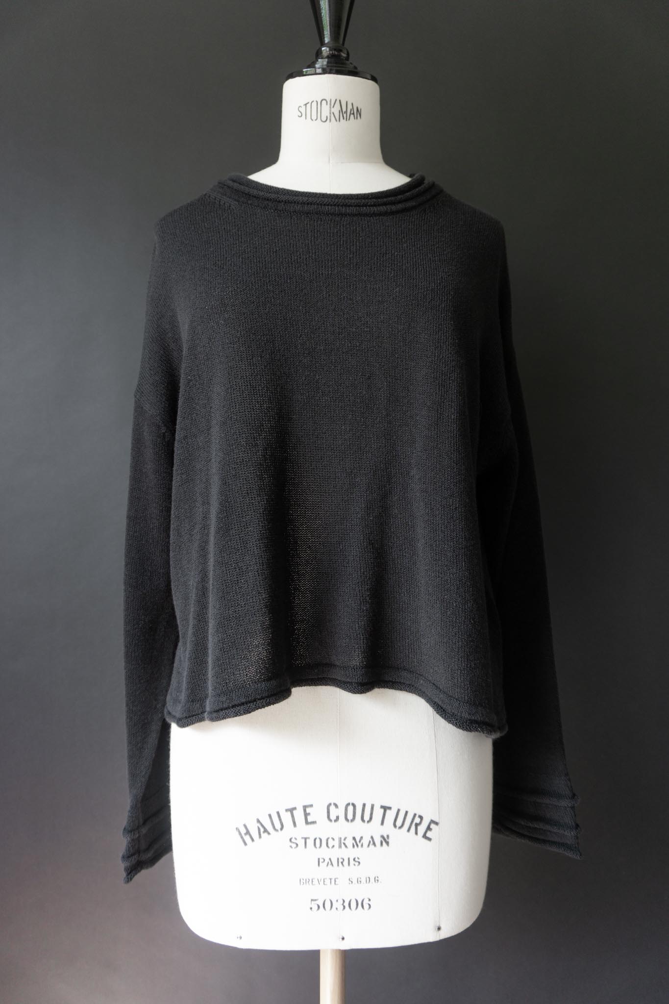 Vintage Leinen Sommerstrick Pullover in Schwarz, M–L