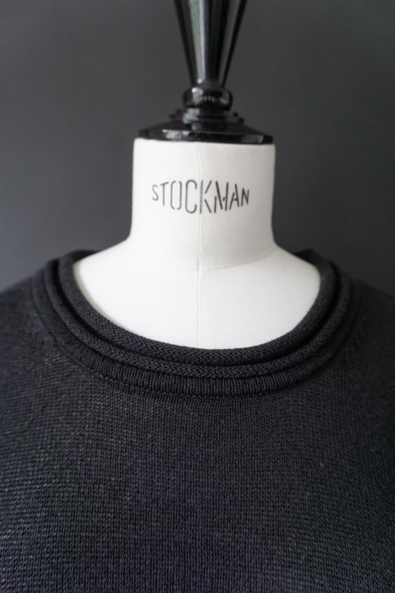 Vintage Leinen Sommerstrick Pullover in Schwarz, M–L