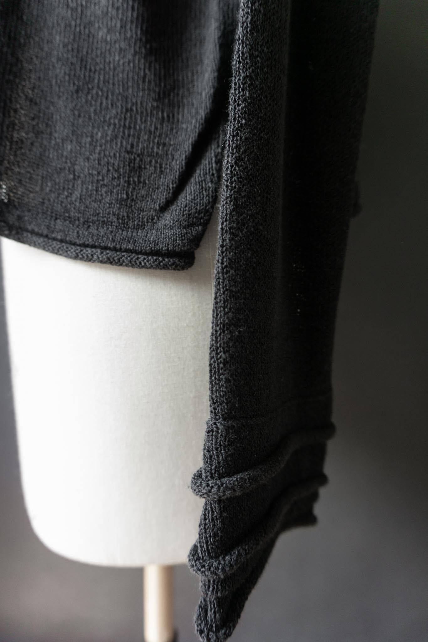 Vintage Leinen Sommerstrick Pullover in Schwarz, M–L