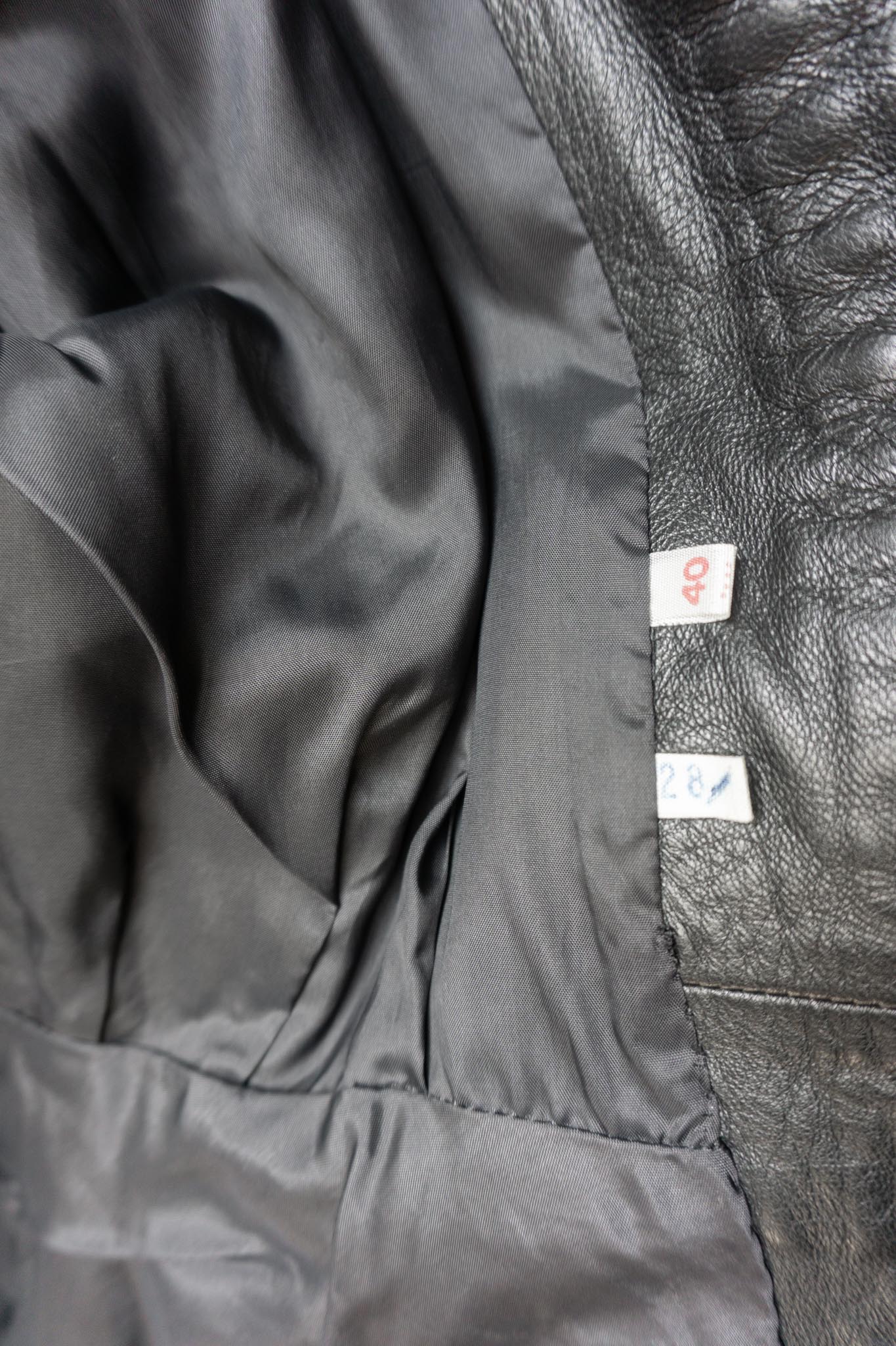 Vintage 80s Babybat Lederjacke mit Zipper und Gürtel, S–M