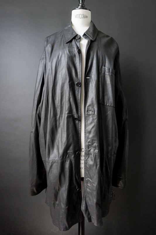 Vintage oversized Lederhemd, minimalistisch, 90s, L–XXL