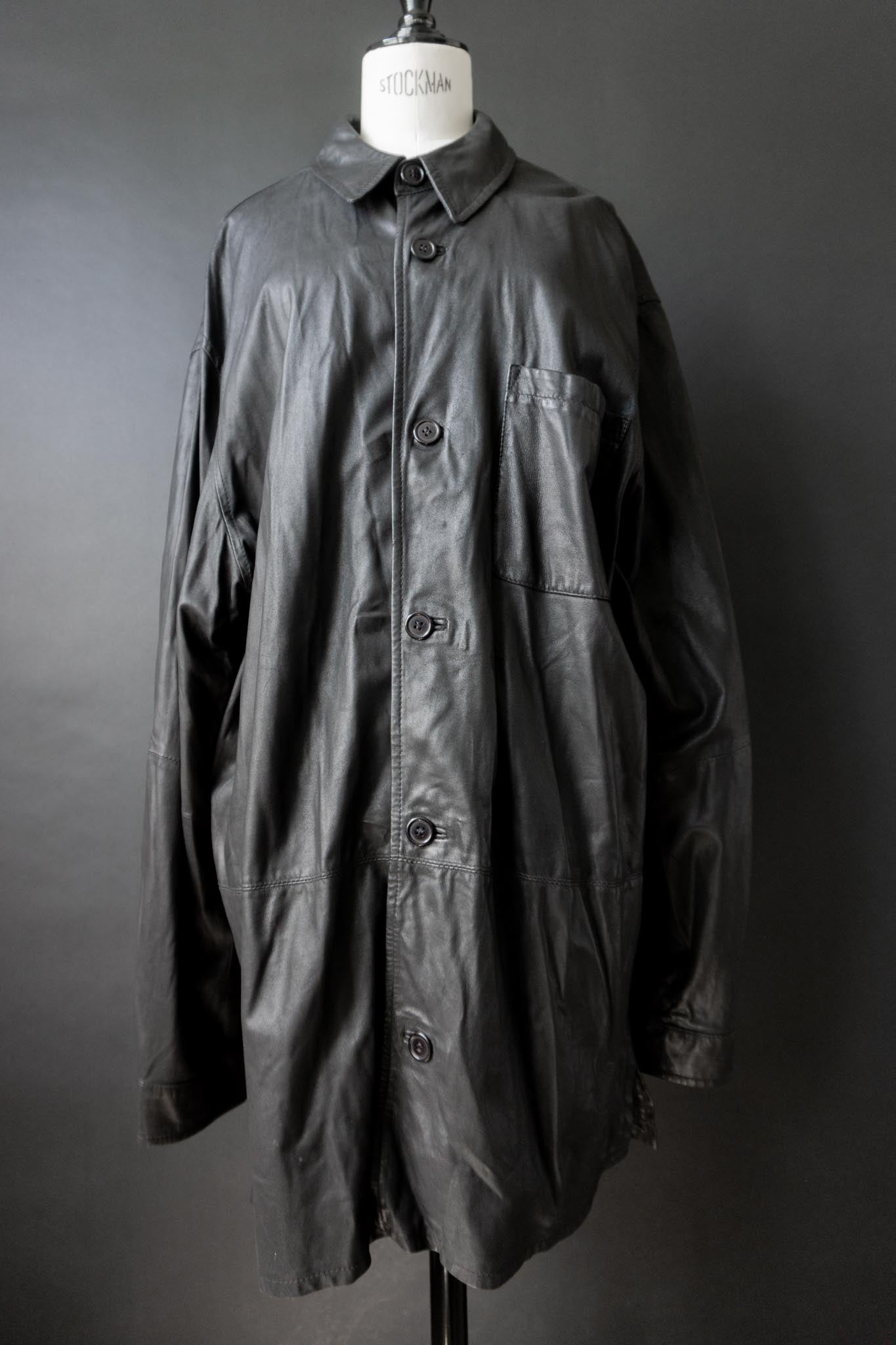 Vintage oversized Lederhemd, minimalistisch, 90s, L–XXL