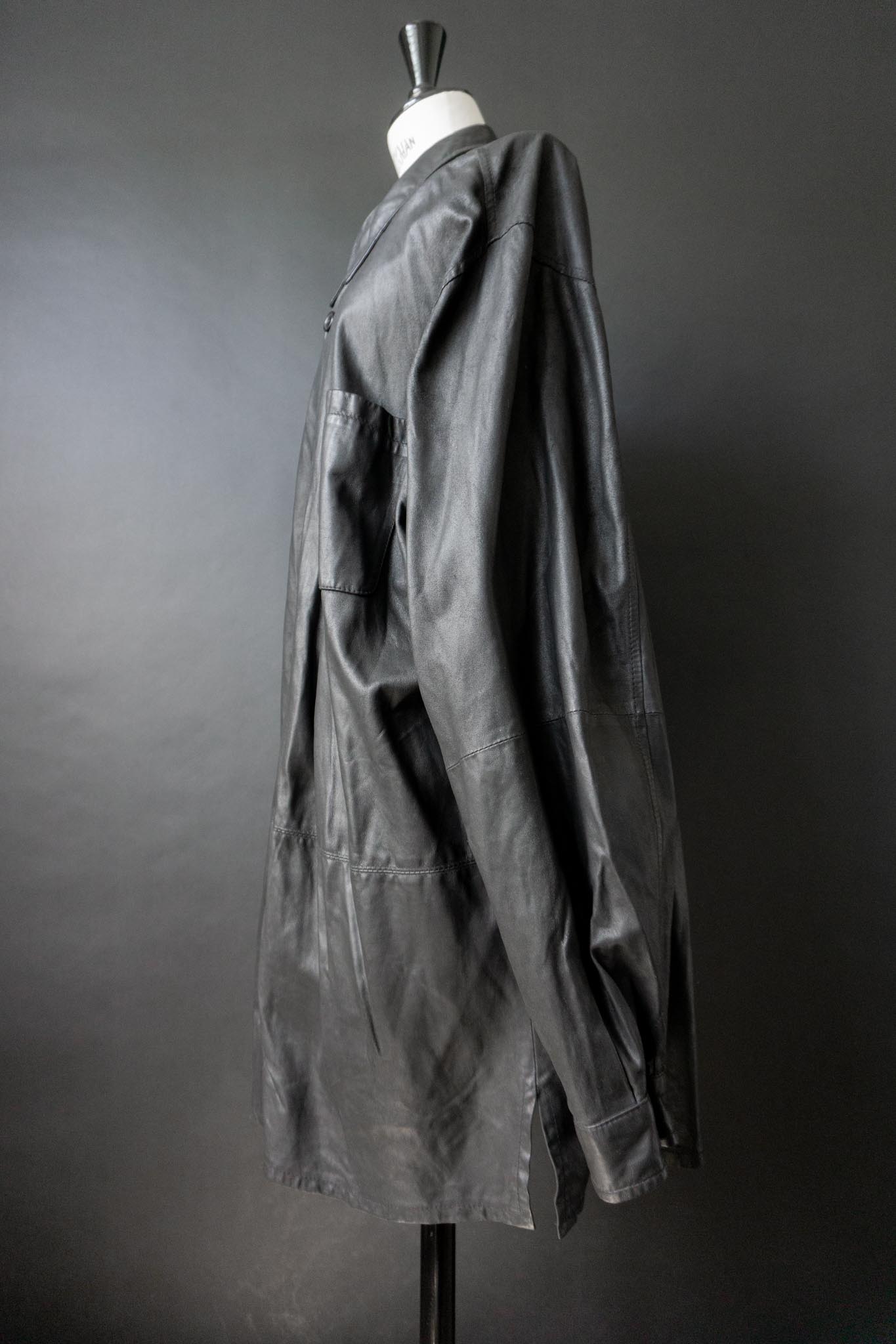 Vintage oversized Lederhemd, minimalistisch, 90s, L–XXL