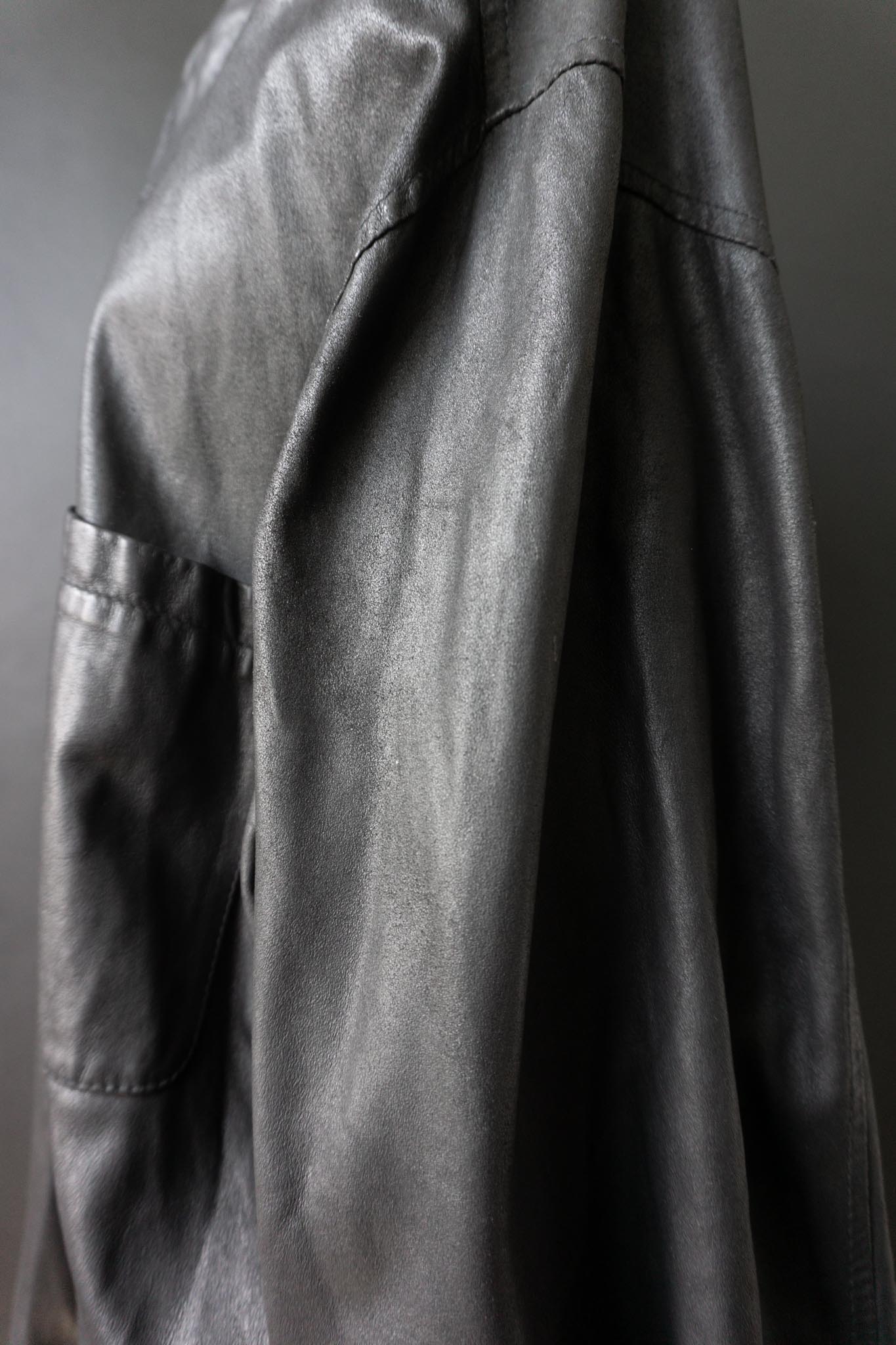 Vintage oversized Lederhemd, minimalistisch, 90s, L–XXL