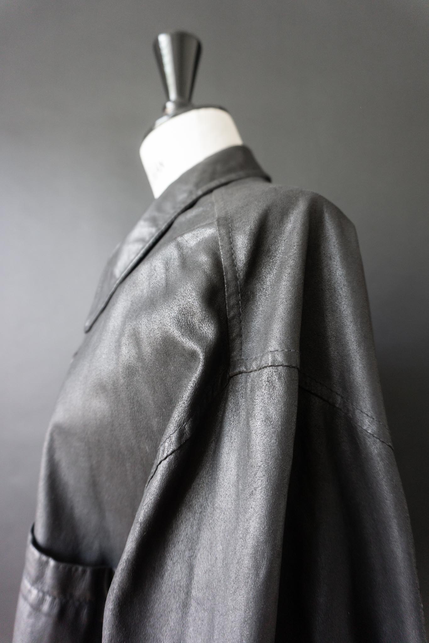 Vintage oversized Lederhemd, minimalistisch, 90s, L–XXL