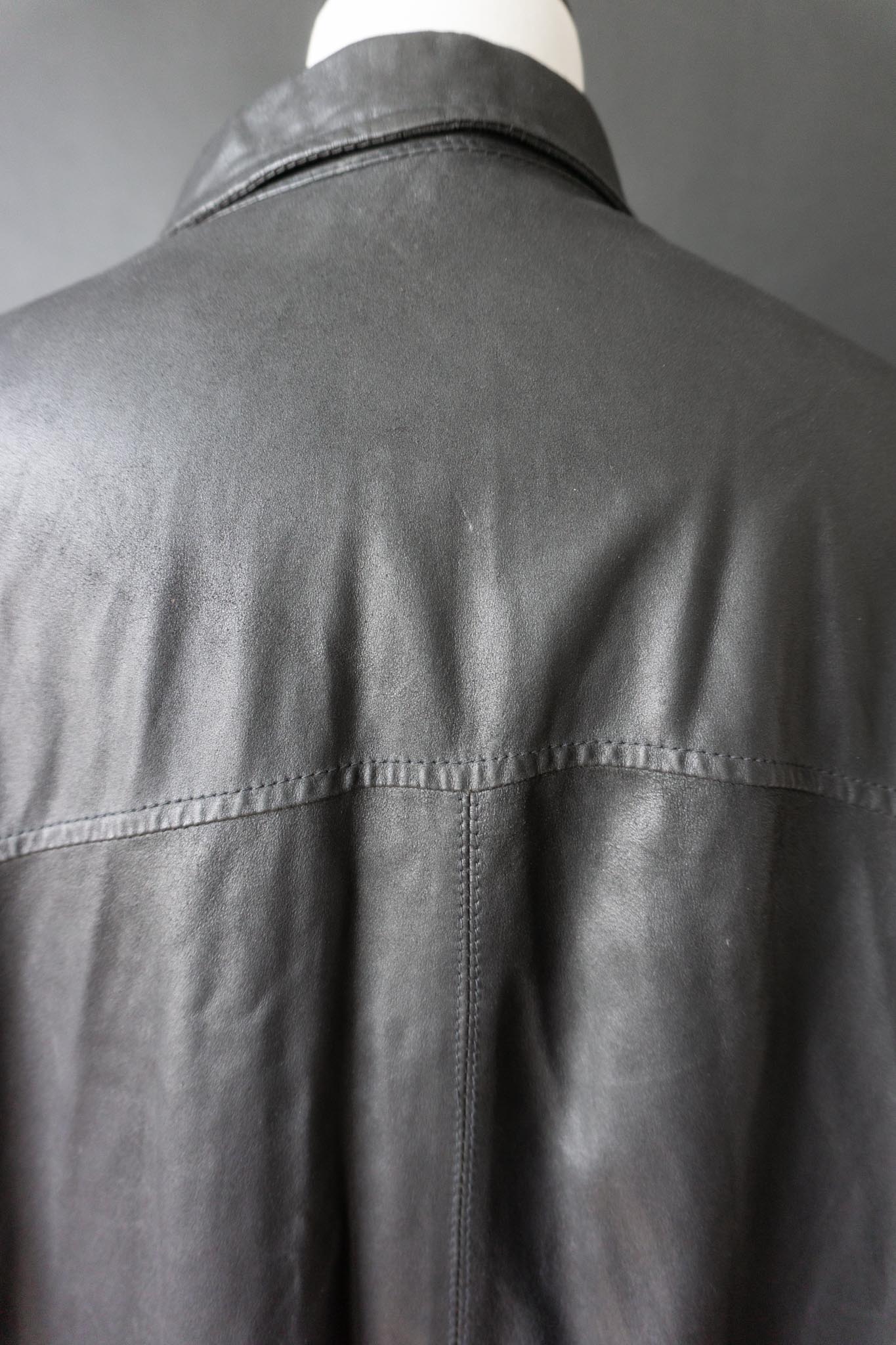 Vintage oversized Lederhemd, minimalistisch, 90s, L–XXL
