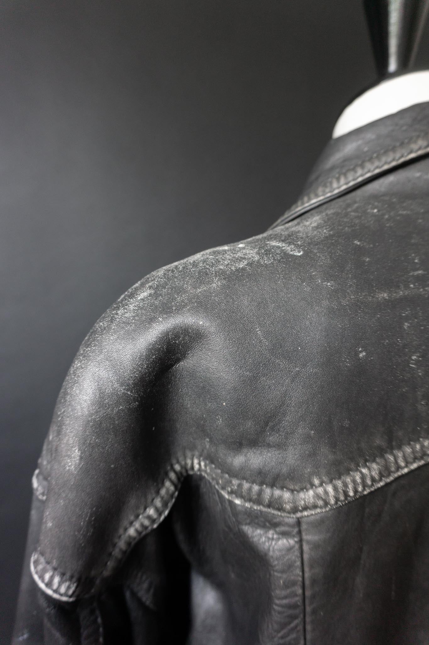 Vintage Bikerjacke Leder, Distressed Finish, M–L