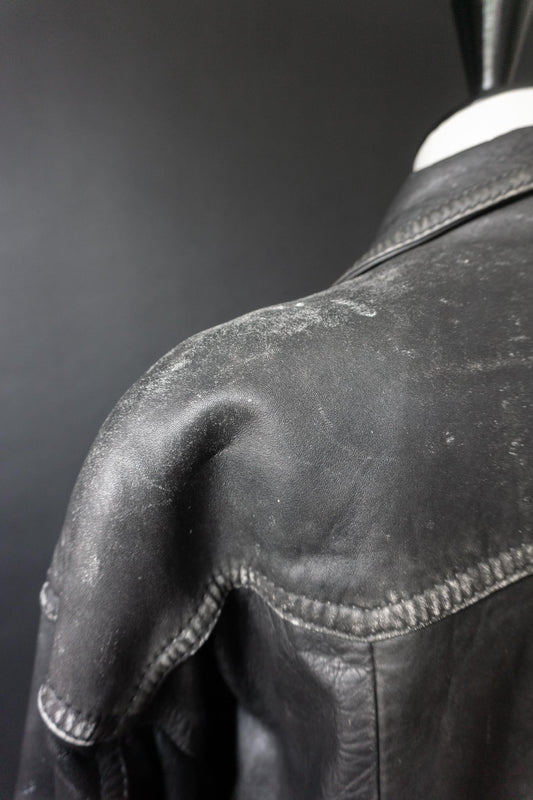 Vintage Bikerjacke Leder, Distressed Finish, M–L