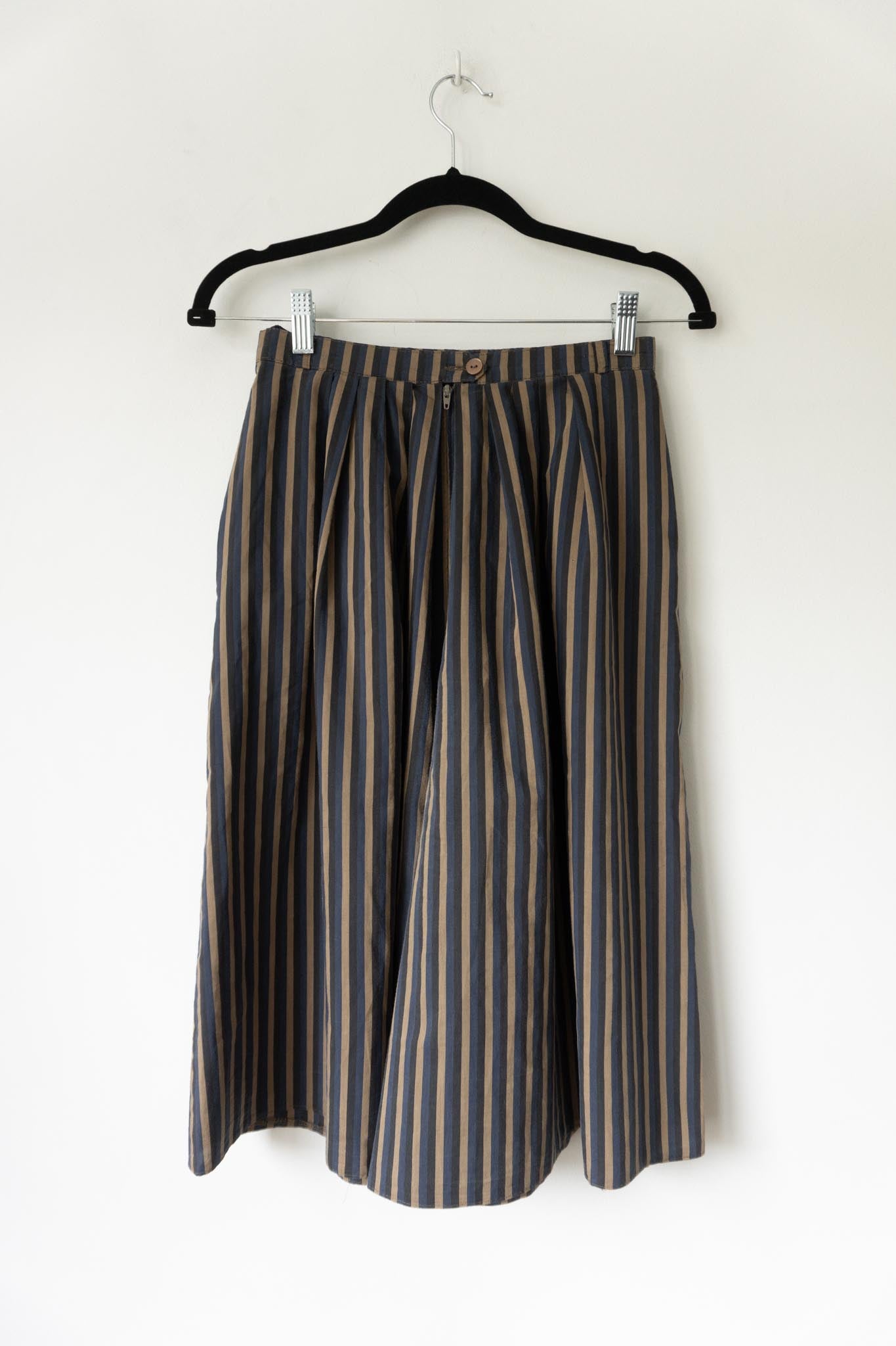 Vintage Bermuda Culotte aus Baumwolle mit Streifenmuster, XS