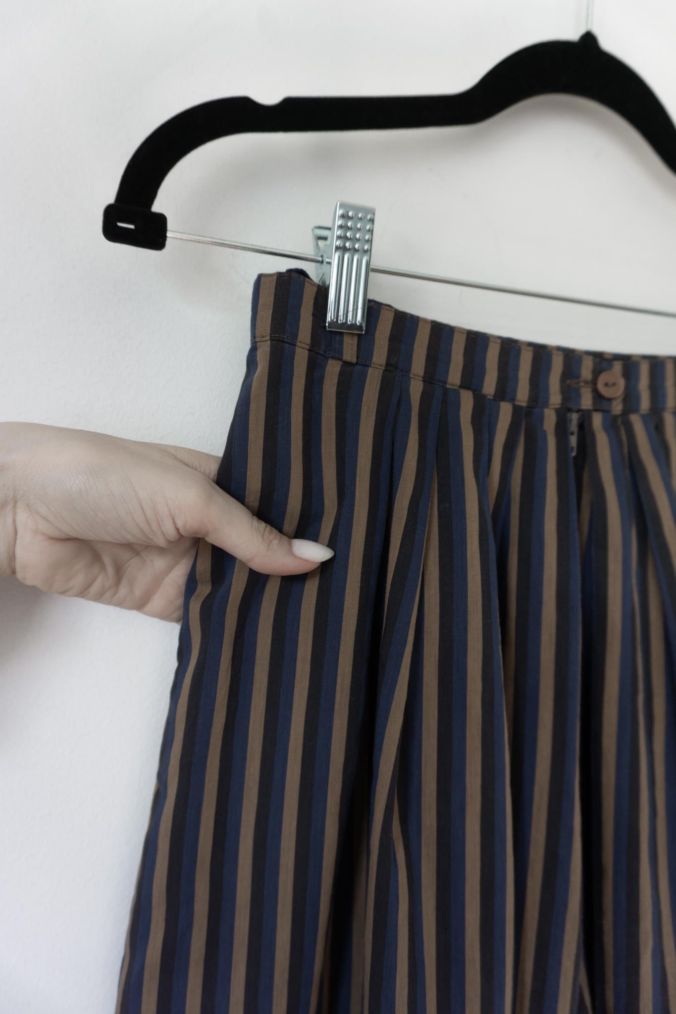 Vintage Bermuda Culotte aus Baumwolle mit Streifenmuster, XS