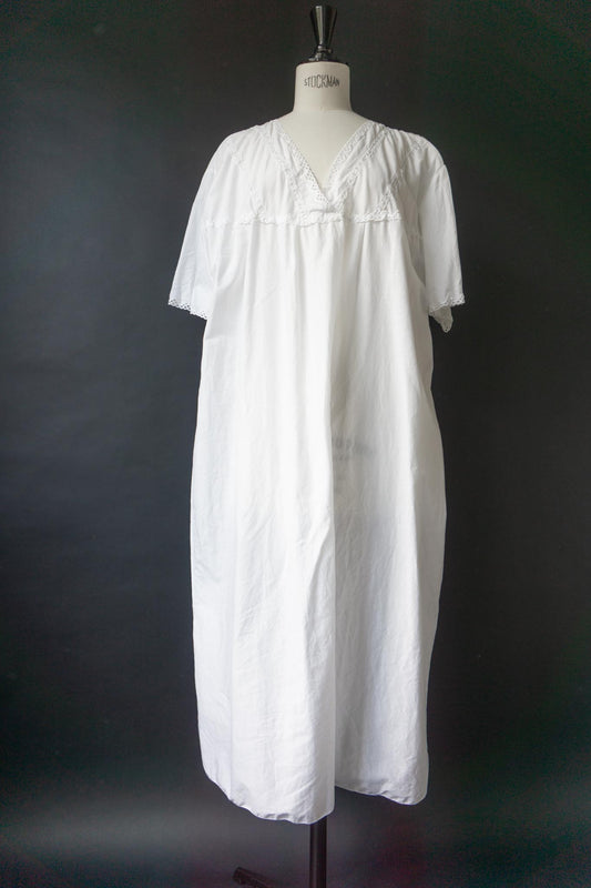 Vintage-Nachthemd aus Baumwolle mit Spitzenbesatz, M–XL theplaincircle vintage