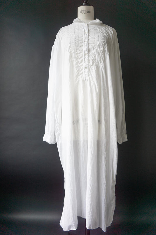 Antikes Baumwoll-Nachthemd mit Spitzenborte, M–XL theplaincircle vintage