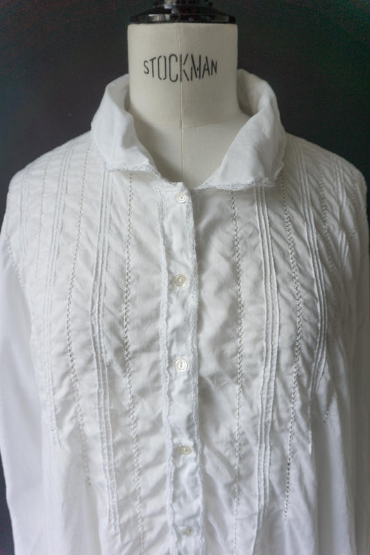 Antikes Baumwoll-Nachthemd mit Spitzenborte, M–XL theplaincircle vintage