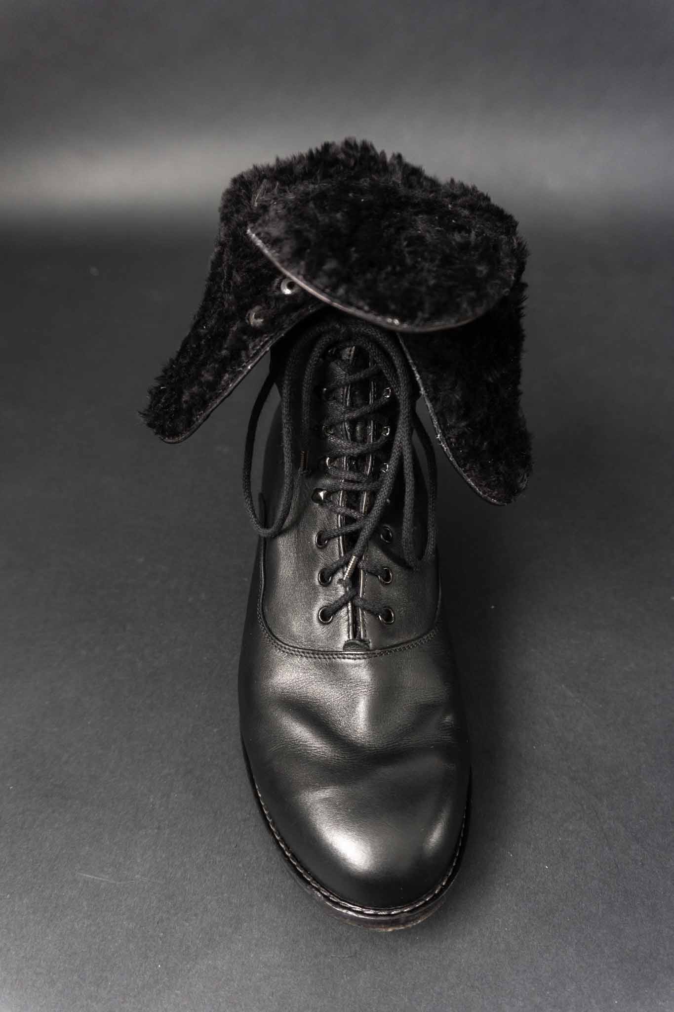 vintage leather edwardian boots lambskin lined winter boots