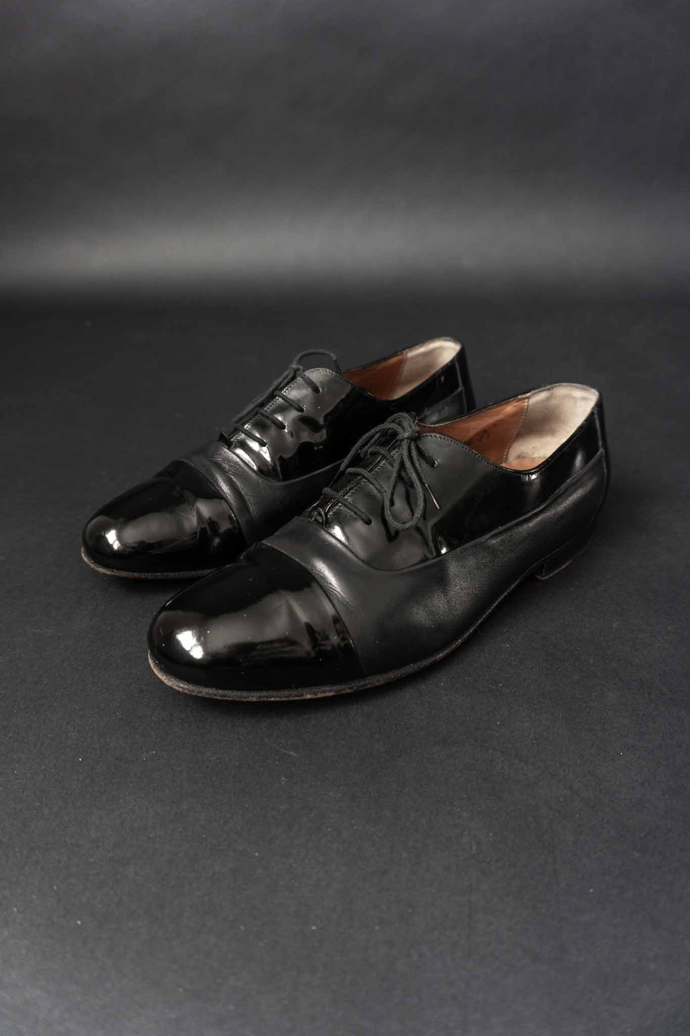 vintage patent leather shoes black 80s black leather oxford shoes