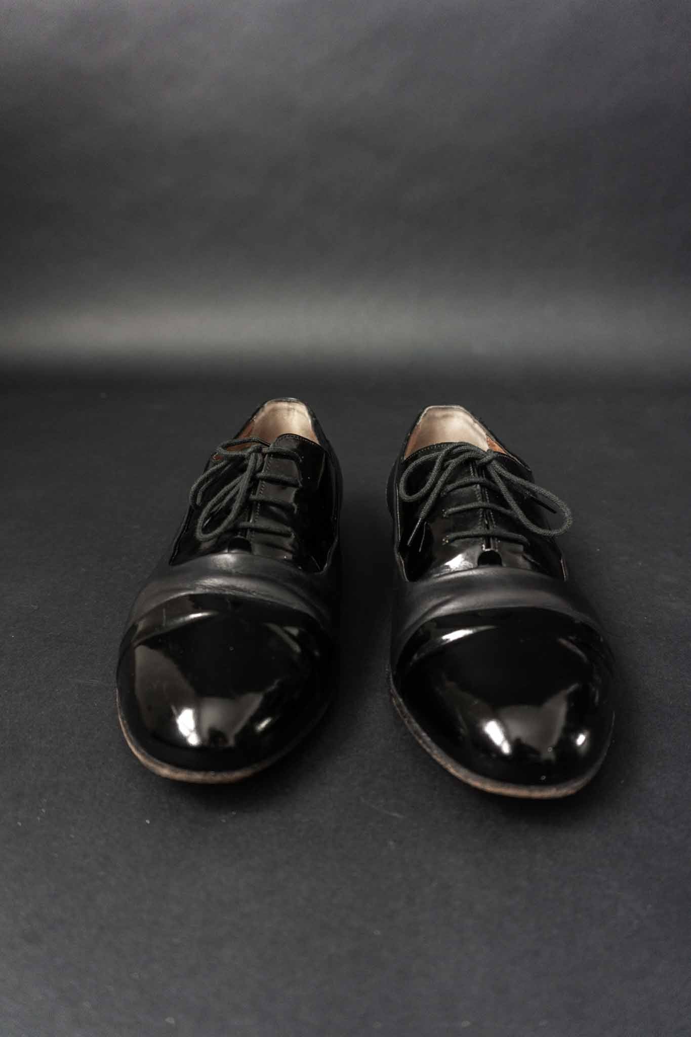 vintage patent leather shoes black 80s black leather oxford shoes