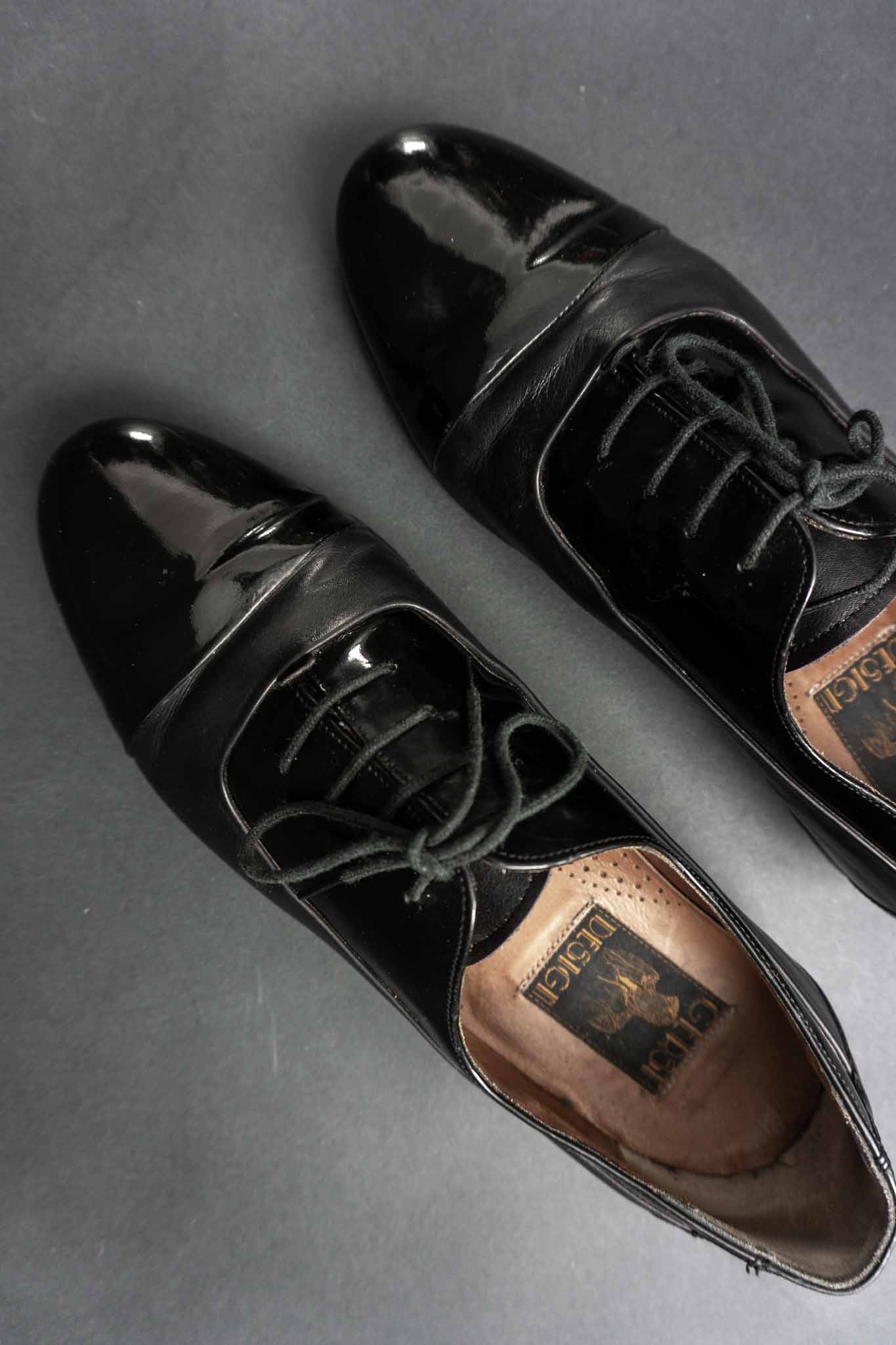 vintage patent leather shoes black 80s black leather oxford shoes