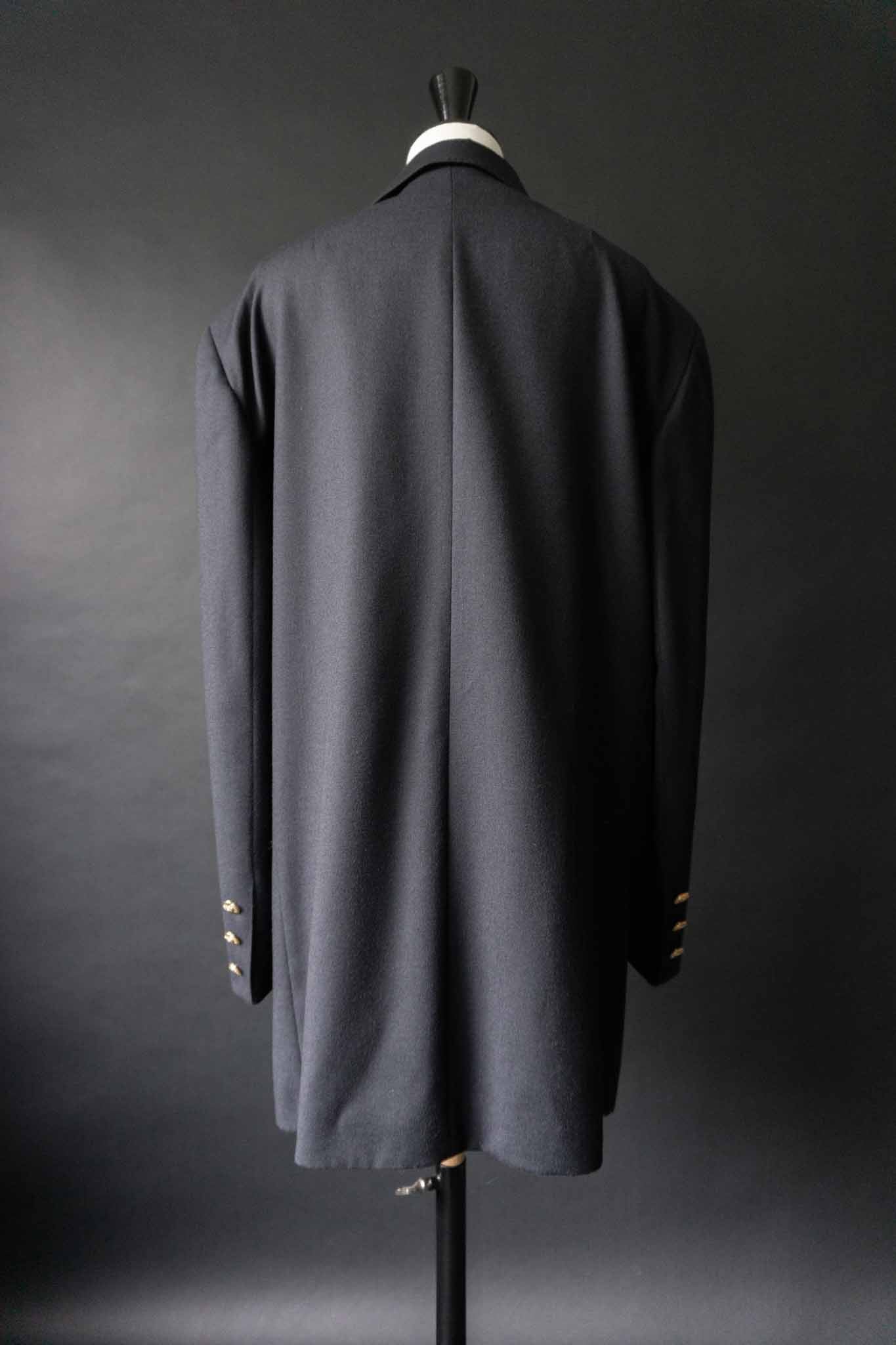 Doppelreihiger Vintage Blazer in Navy mit goldenen Knöpfen aus Schurwolle – eleganter Damenblazer von theplaincircle vintage