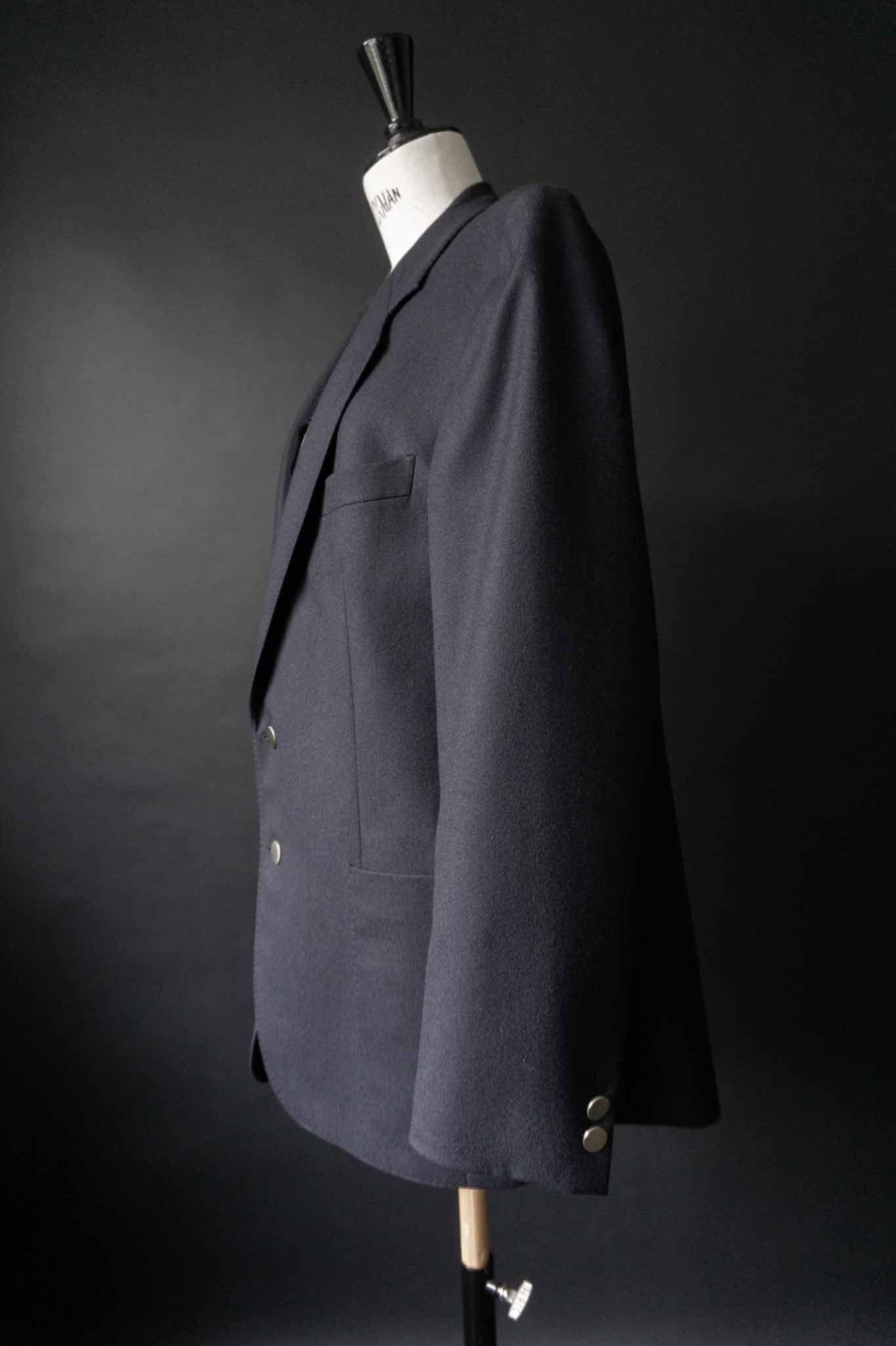 Navyfarbener Vintage Blazer aus Wolle mit silbernen, gebürsteten Knöpfen – minimalistischer Oversized Blazer von theplaincircle vintage