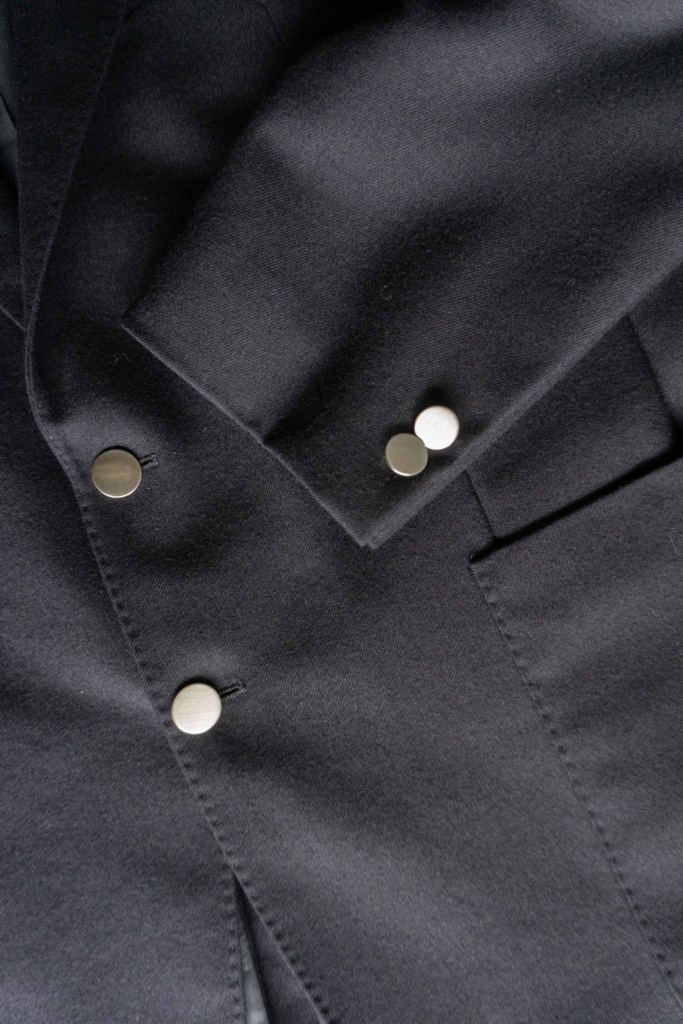 Navyfarbener Vintage Blazer aus Wolle mit silbernen, gebürsteten Knöpfen – minimalistischer Oversized Blazer von theplaincircle vintage