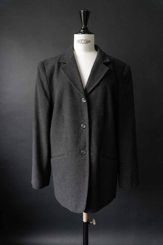 Oversized schwarzer Vintage Wollblazer – klassischer Blazer aus reiner Wolle von theplaincircle vintage