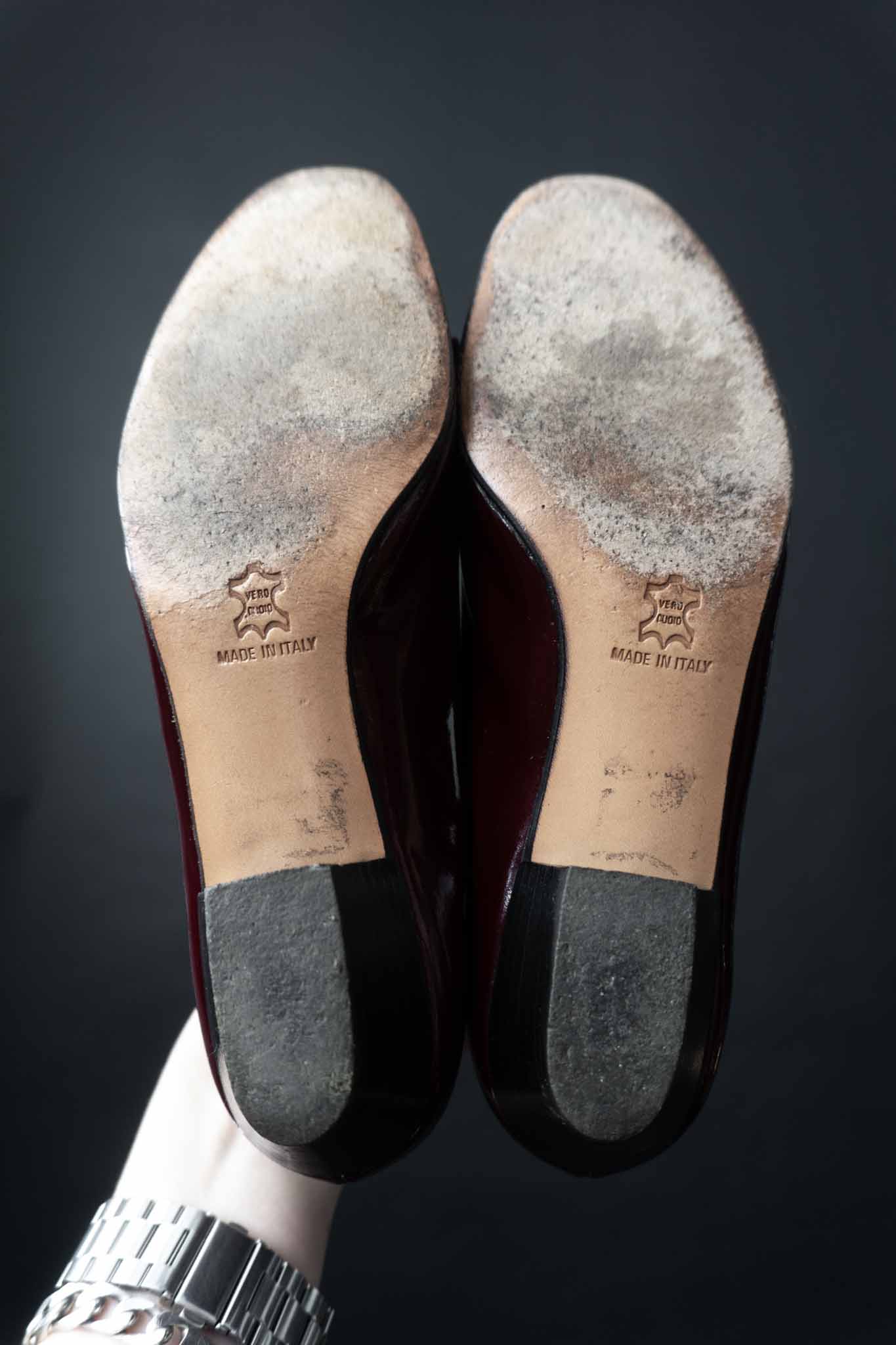 Vintage Salvatore Ferragamo Vara Ballerinas, Lackleder, 5,5