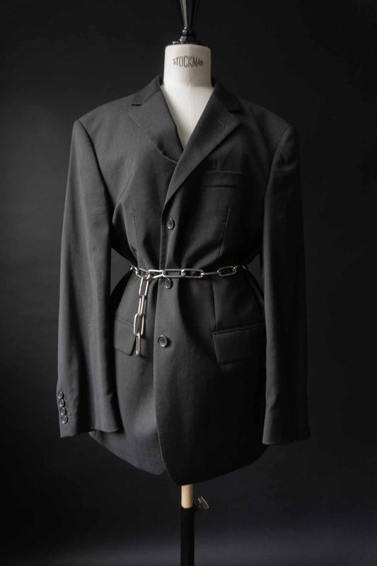 Anthrazitfarbener Vintage Blazer aus reiner Schurwolle – oversized klassischer Blazer von theplaincircle vintage