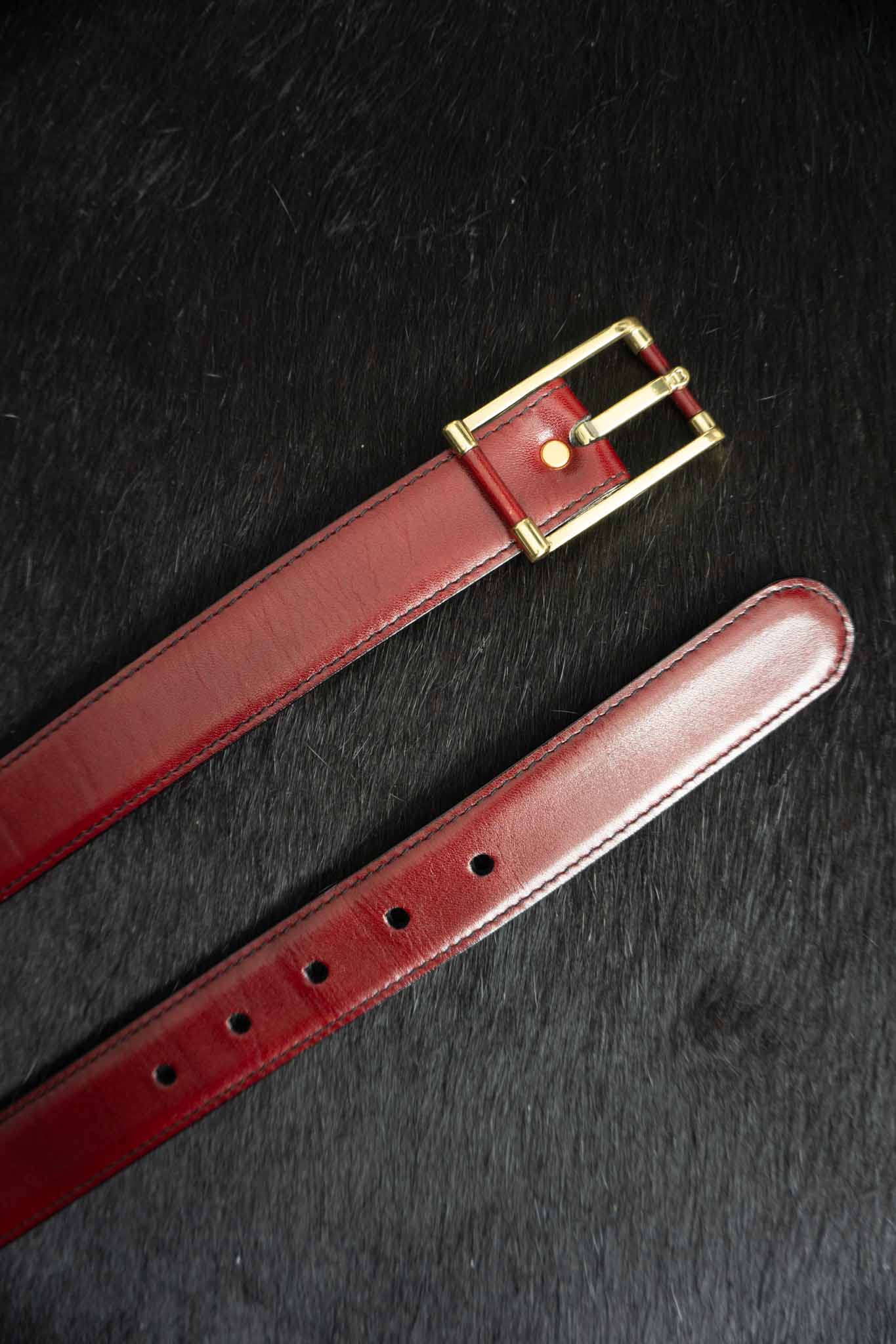 80s Aigner Ledergürtel in Bordeauxrot, 70