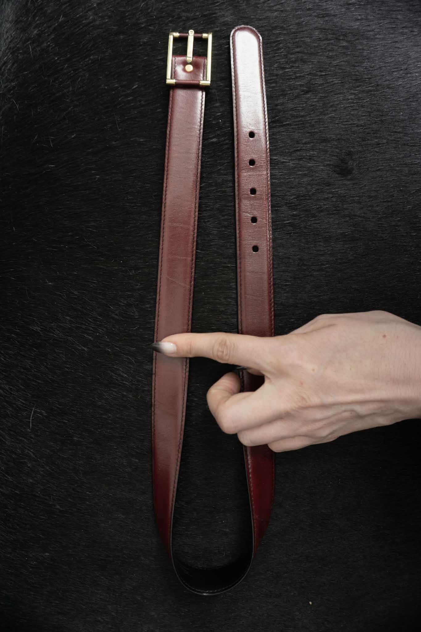 80s Aigner Ledergürtel in Bordeauxrot, 70