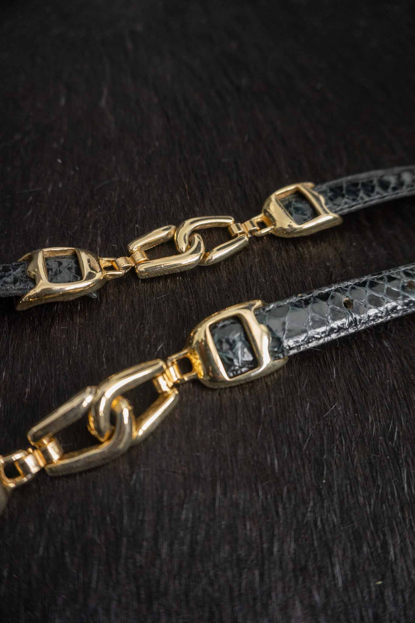 Vintage Snake Print Belt in Midnight Blue – Gold Hardware Statement Belt theplaincircle vintage