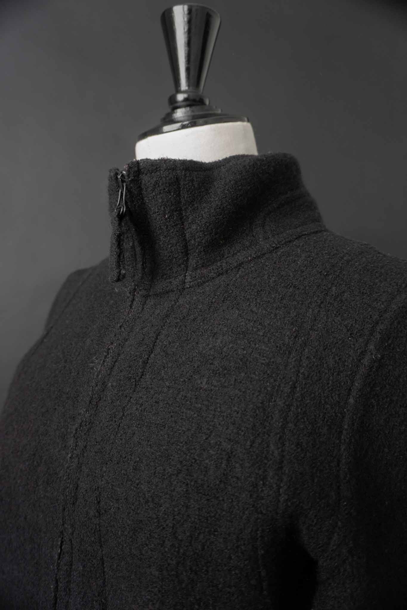 Schwarze vintage Wolljacke, tailliert mit Zipper – theplaincircle vintage