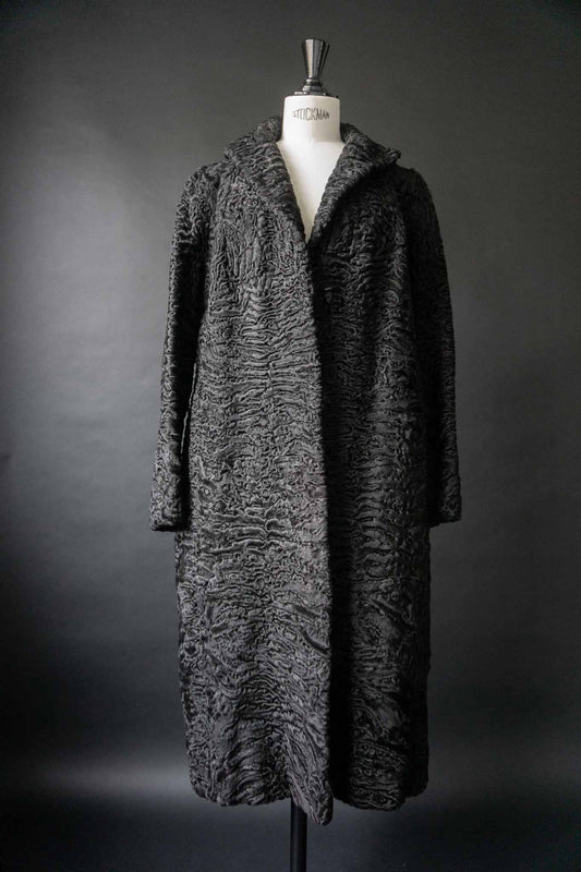 Vintage Swakara Persianer Mantel in Schwarz