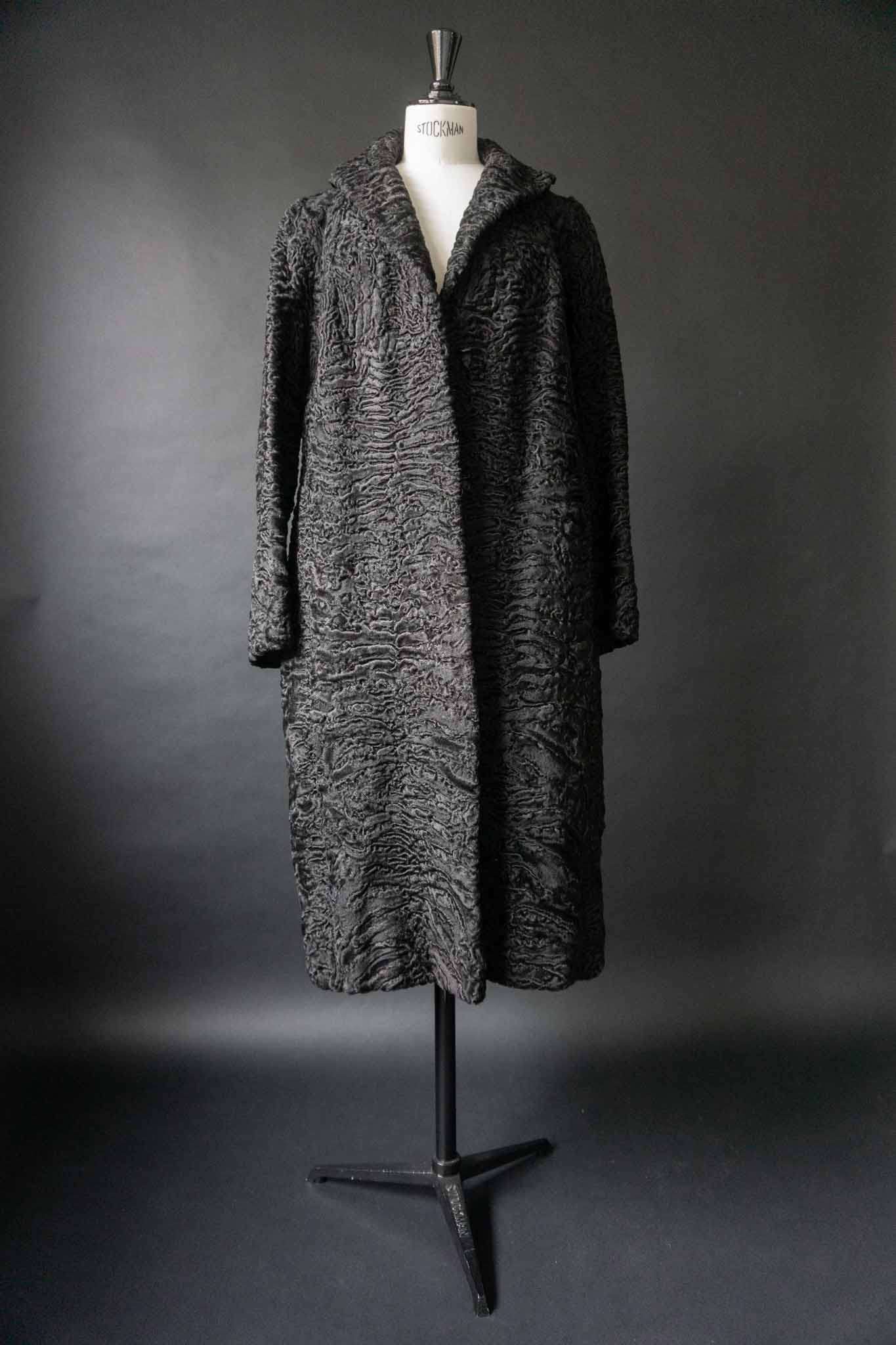 Vintage Swakara Persianer Mantel in Schwarz