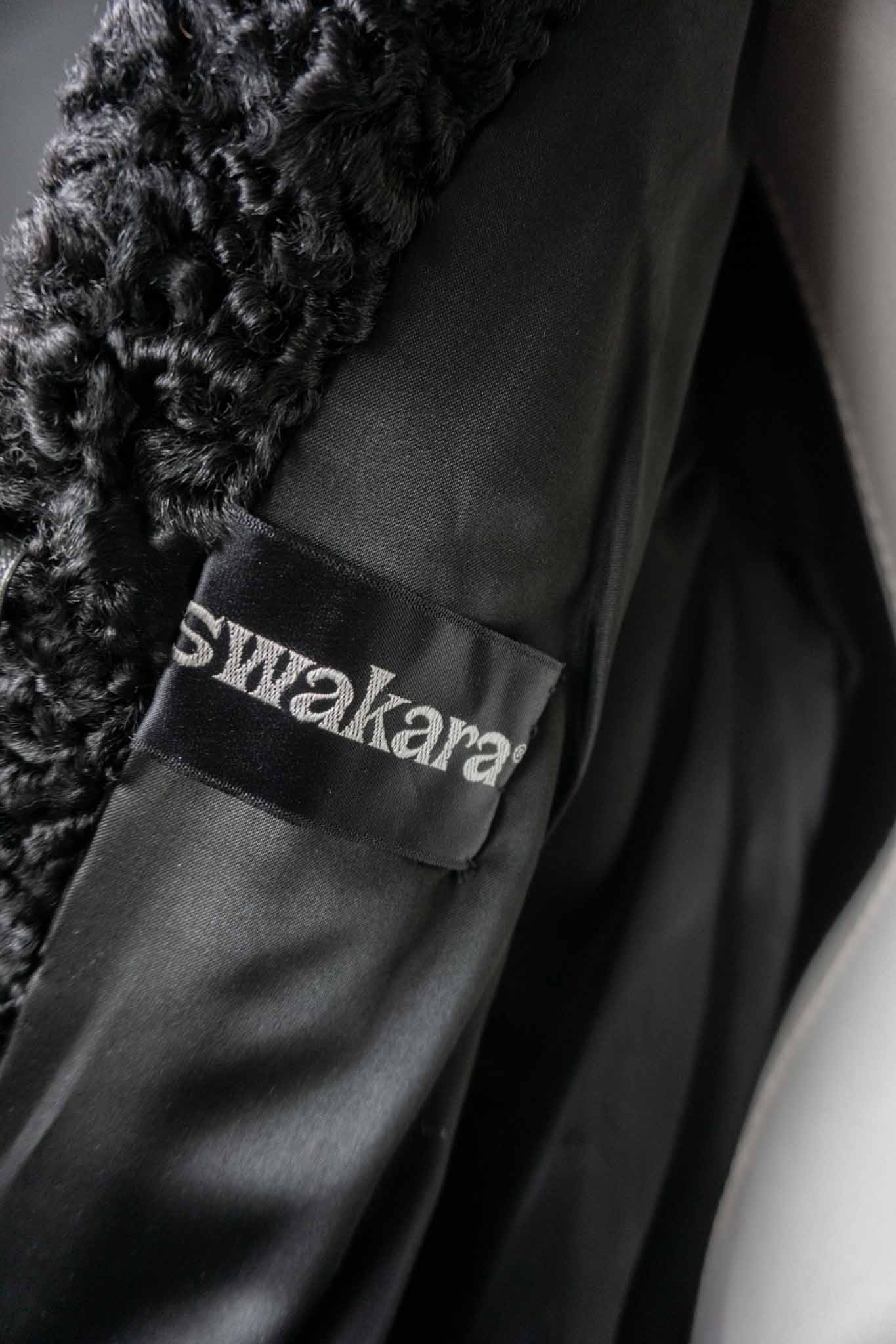 Vintage Swakara Persianer Mantel in Schwarz