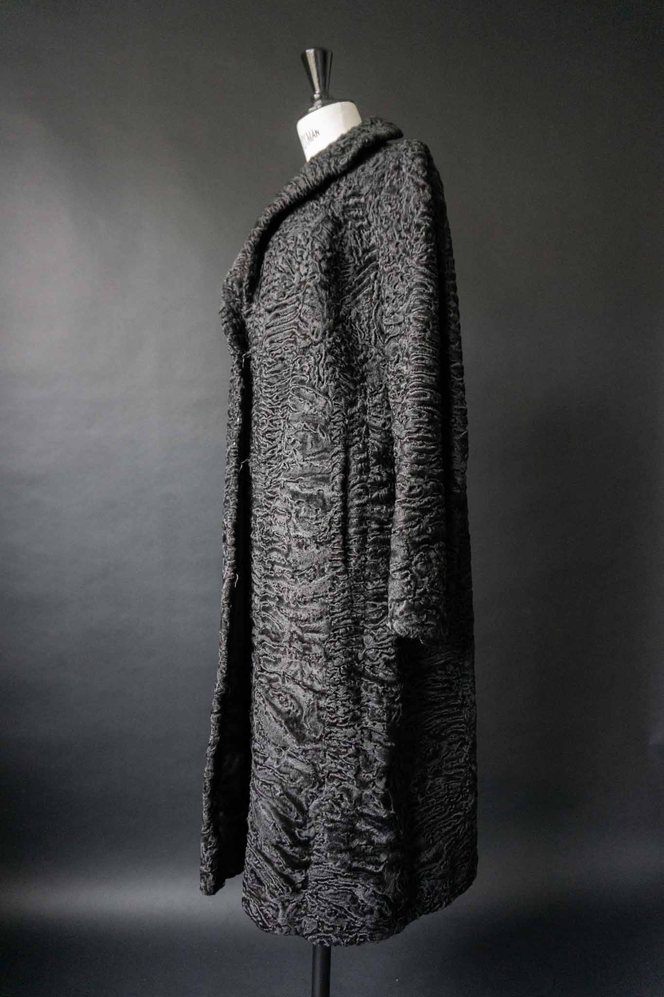 Vintage Swakara Persianer Mantel in Schwarz