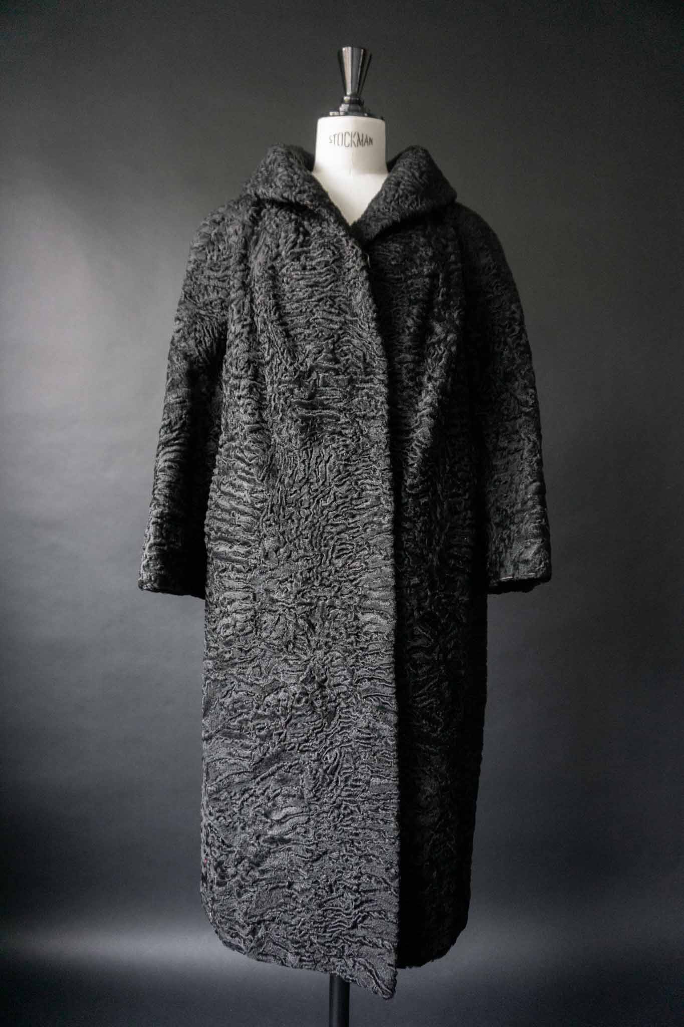 70s Persianer Mantel Schwarz Swakara Vintage