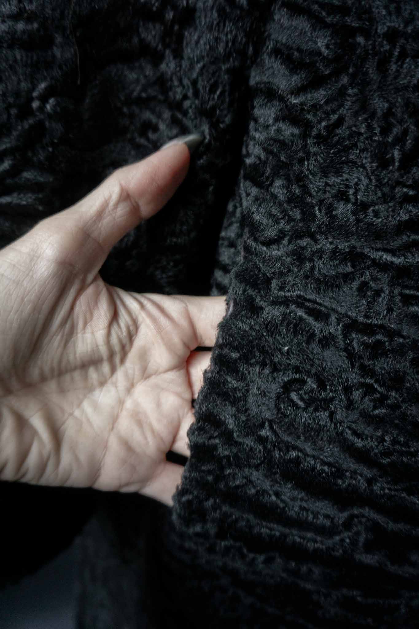 70s Persianer Mantel Schwarz Swakara Vintage