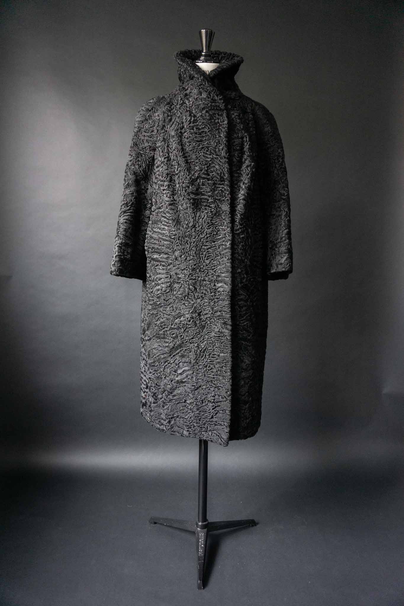 70s Persianer Mantel Schwarz Swakara Vintage