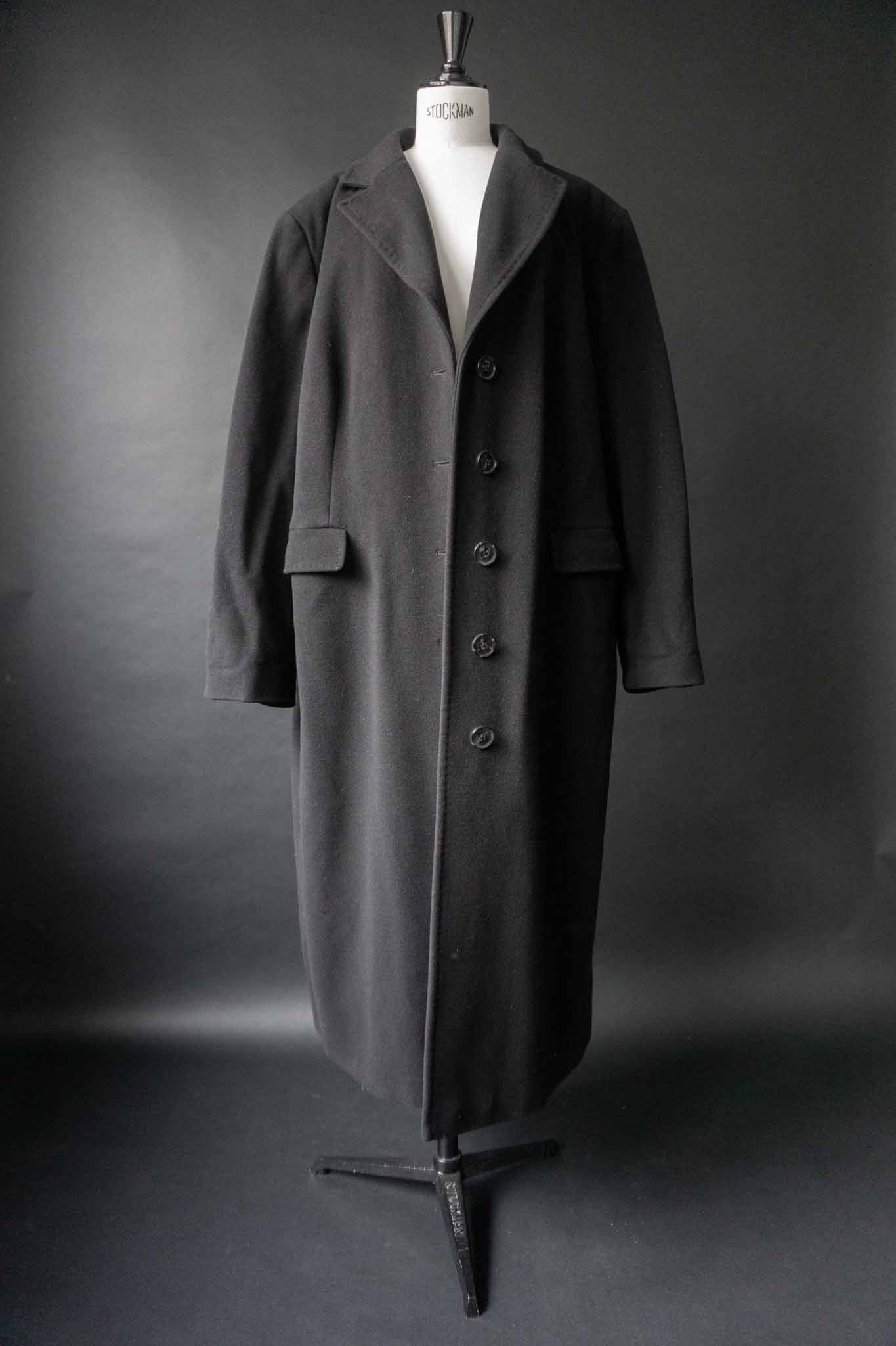 Schwarzer Oversized Vintage-Wollmantel aus Schurwolle und Kaschmir 