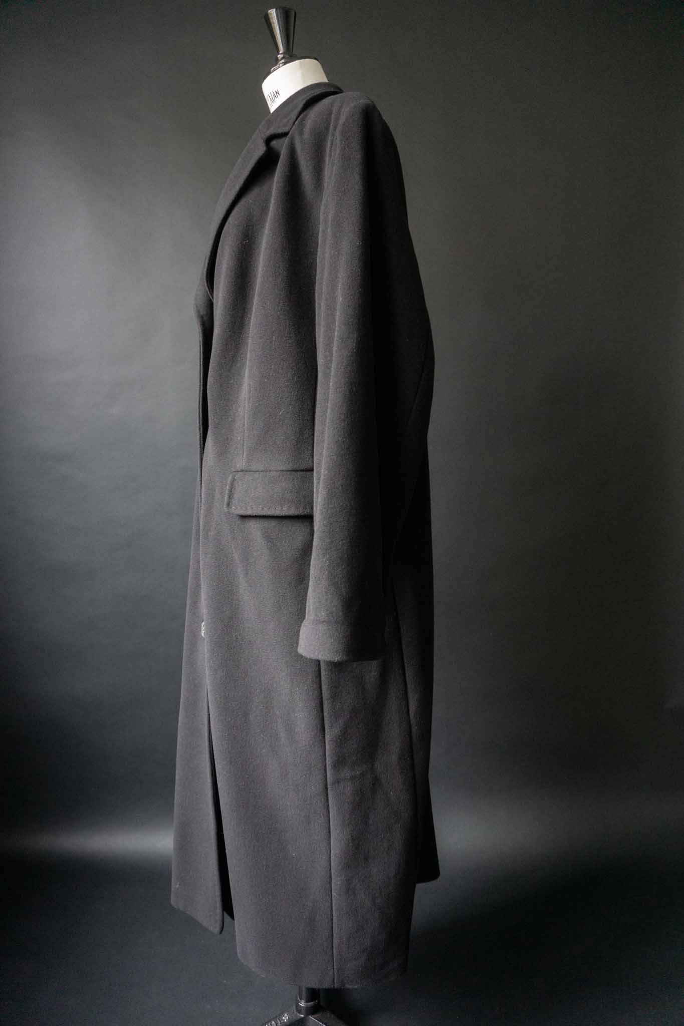 Schwarzer Oversized Vintage-Wollmantel aus Schurwolle und Kaschmir 